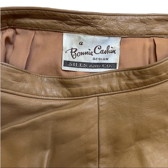 RARE 1970s Bonnie Cashin for Sills and Co Tan Leather Skirt - Picture 4 of 11